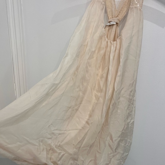 SILK beige long top made in Italy size large - Picture 4 of 4